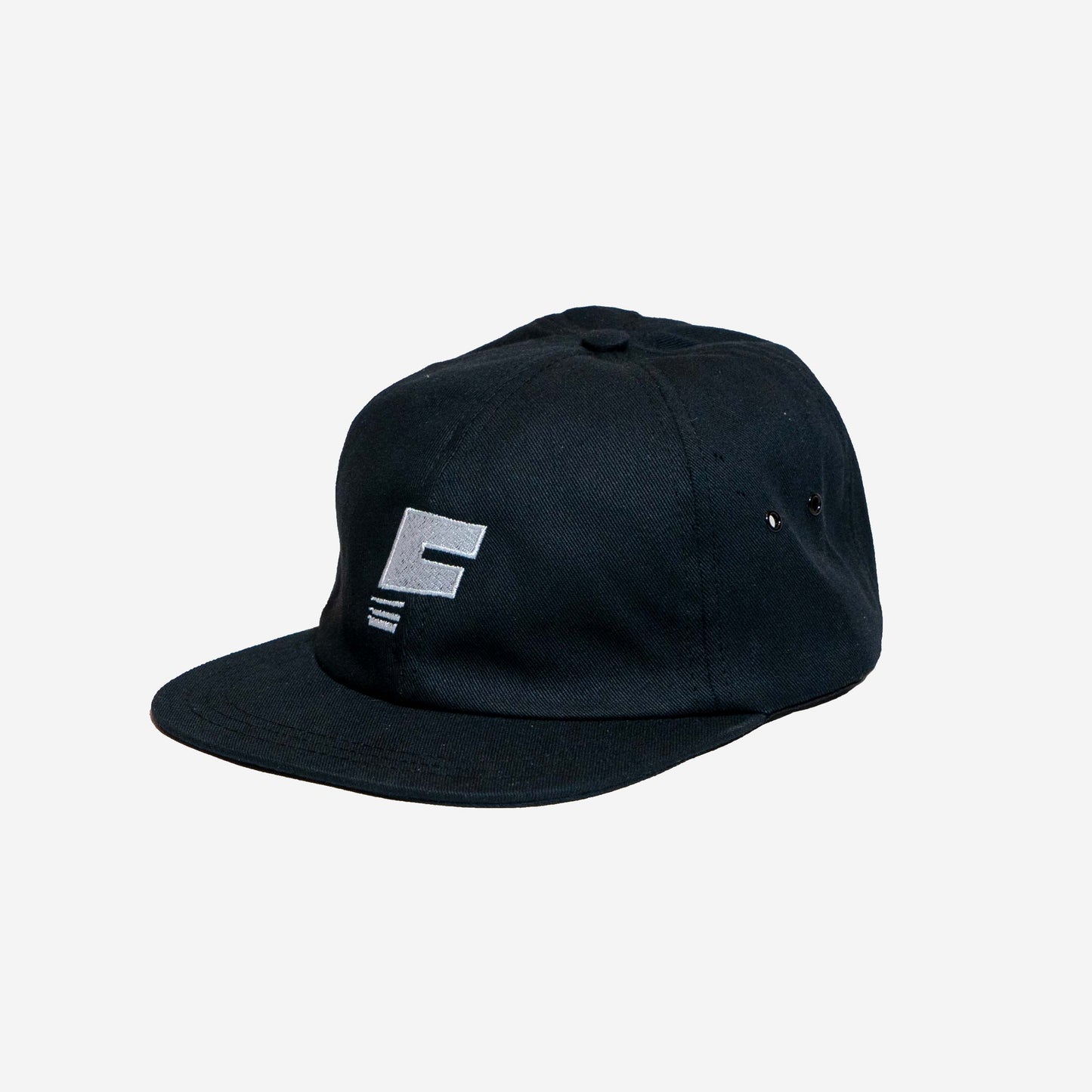 "F" 6 PANEL HAT - BLACK
